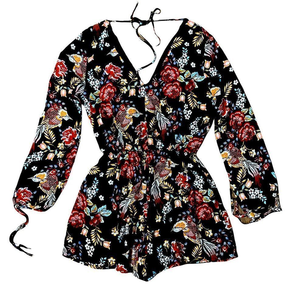 one clothing Black Floral Romper M